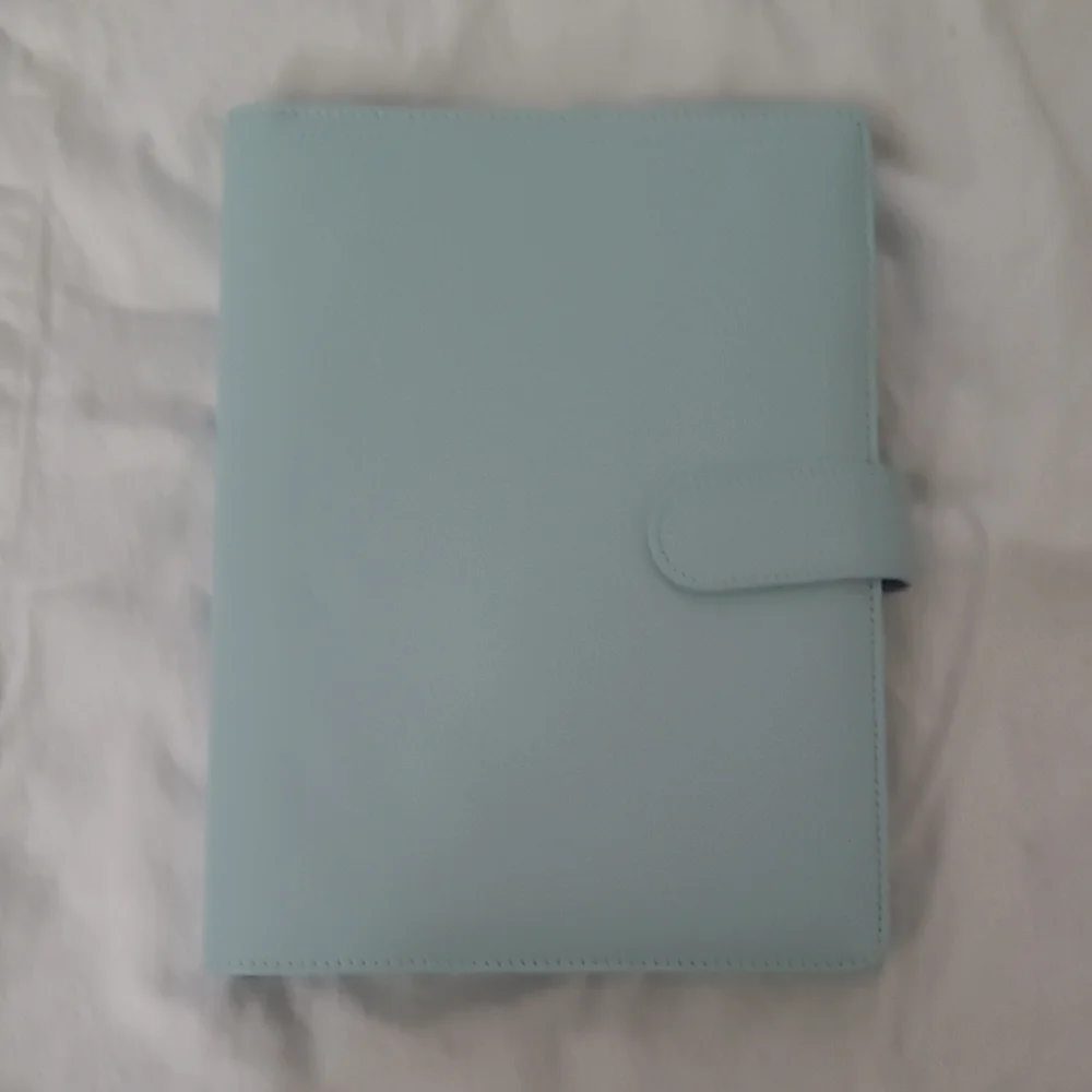 Light Blue Organizer Notebook with Closure. Money Saving Chellange Book.